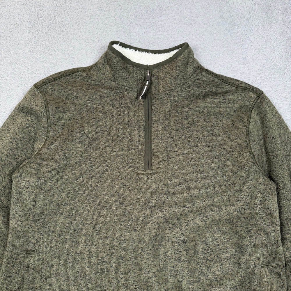 Orvis Mens Quarter Zip Sherpa Lined Fleece Pullover Sweater Olive Green Large - Picture 3 of 12